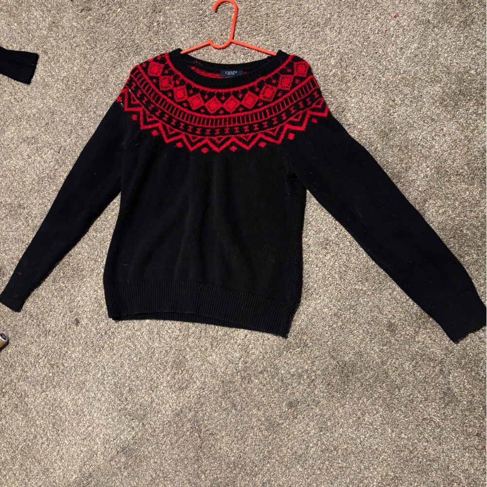 red and black sweater